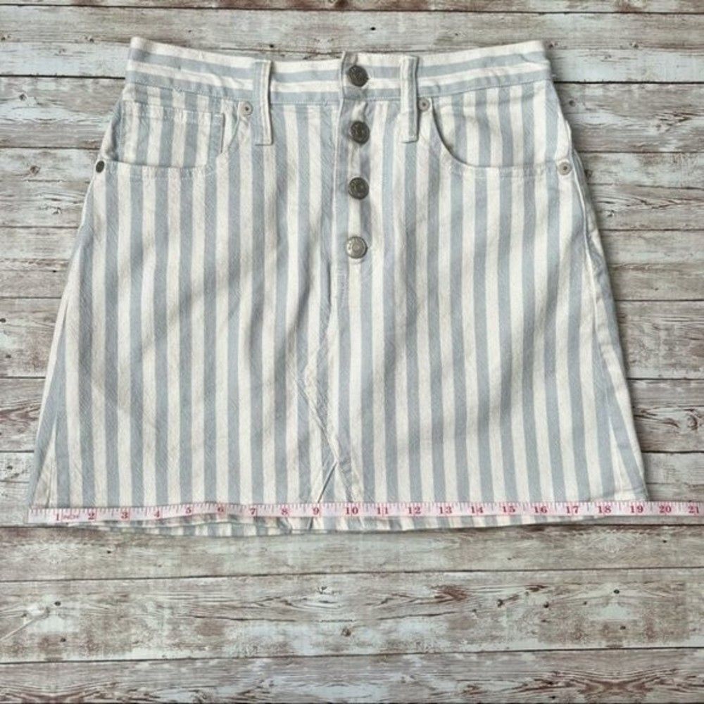 Madewell Striped Pompano A Line Button Front Mini Skirt Size 25 - Picture 9 of 9